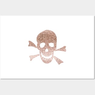 Sparkling rose gold skull Posters and Art